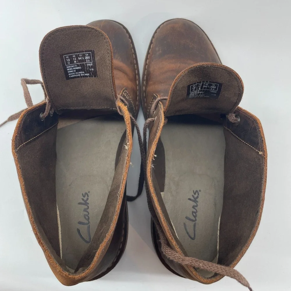Clarks Mens Bushacre‎ 2 Brown Leather Chukka Desert Boots Sz 11 M